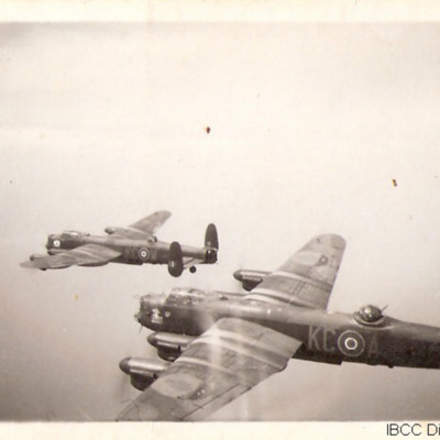 Two Lancasters in flight