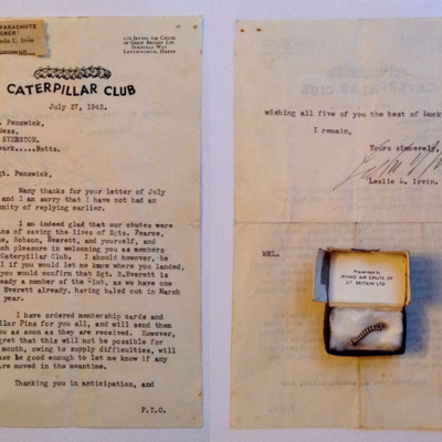 Caterpillar Club letter to Jack Penswick