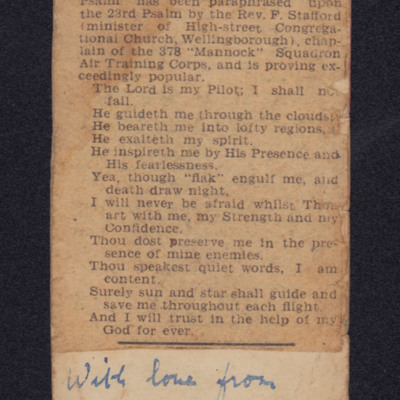 Newspaper cutting - airman&#039;s psalm