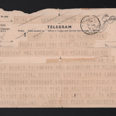 Telegram to Norman Gorfunkle&#039;s Mother from Air Ministry