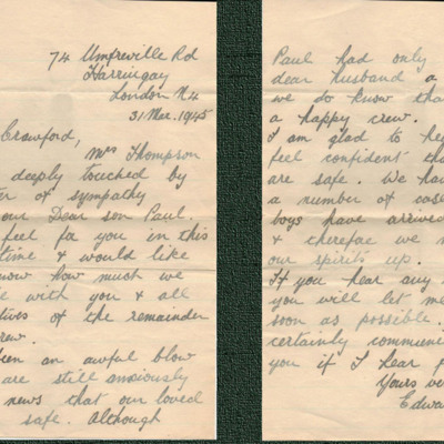 Edward Thompson writing to Jack&#039;s wife