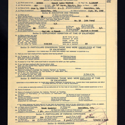 Sam McCron&#039;s Occupational History Form