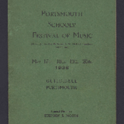 Programme for Portsmouth Schools Festival of Music 1938