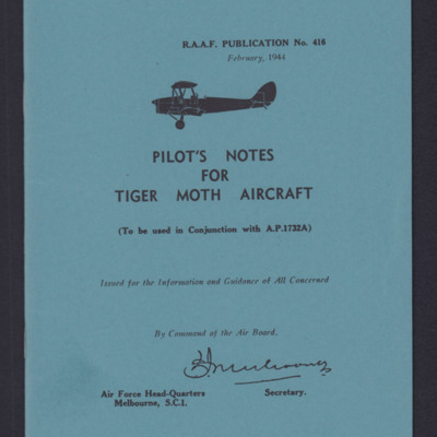 Pilot&#039;s Notes for Tiger Moth Aircraft