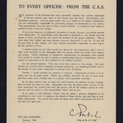 To Every Officer; From the CAS
