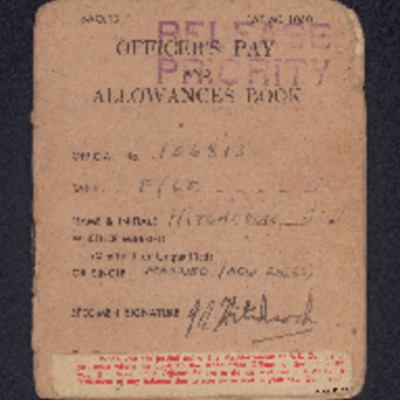 John Hitchcock&#039;s Officer&#039;s Pay and Allowances Book