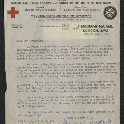 British Red Cross letter