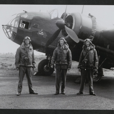 Airmen standing in front of a Hampden