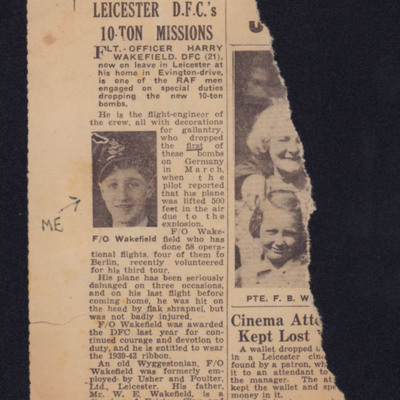 Newspaper cutting - Leicester DFC 10-Ton mission