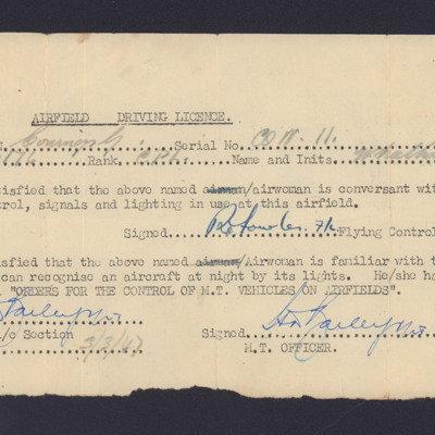 Edith Wheelhouse&#039;s Airfield Driving Licence