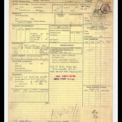 Bill Bailey&#039;s Service Record