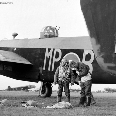 Two aircrew and Halifax