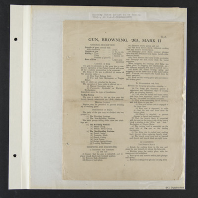 Gun, Browning, .303, Mark II Notes