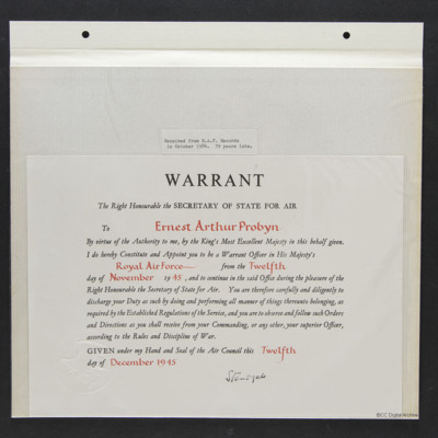 Ernest Probyn&#039;s Warrant