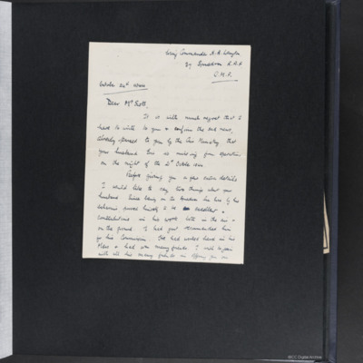 Letter to Mrs Scott from Commanding Officer of 37 Squadron