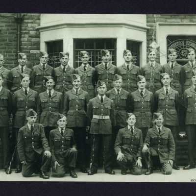 Twenty-three airmen outside 47 Woodfield Road Blackpool