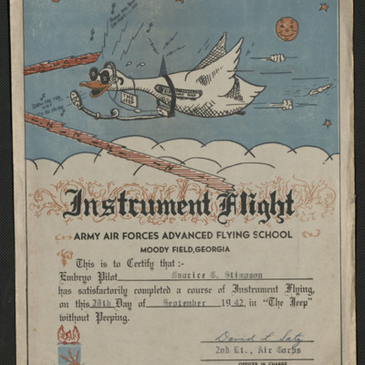 Maurice Stimpson&#039;s Instrument Flight Certificate