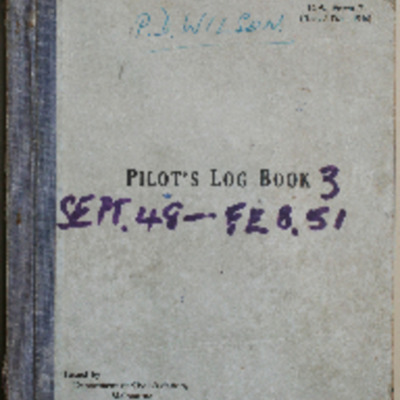 Paul Wilson&#039;s civilian pilot&#039;s flying log book. Three