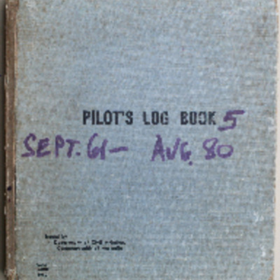 Paul Wilson&#039;s civilian pilot&#039;s flying log book. Five