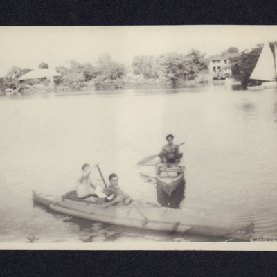 Three Men in two Canoes