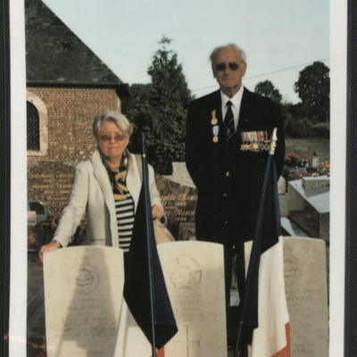 Ron Riding and Mme Eliane Guerin, the woman who helped him escape in France