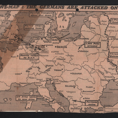 News-Map; The Germans are Attacked on Four Fronts