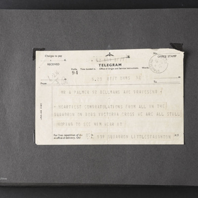 Telegram to Robert Palmers father