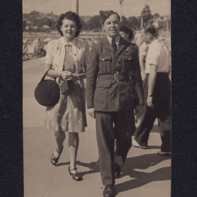 Airman and women walking on promenade 
