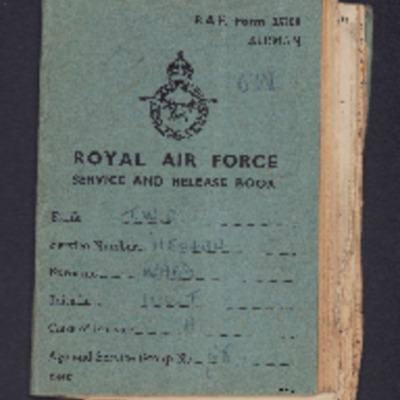 H V T Ward&#039;s RAF service and release book