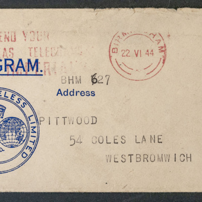 Telegram to Jack Pittwood&#039;s Family from Jack