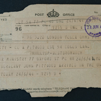 Telegram to Jack Pittwood&#039;s Father from Air Ministry