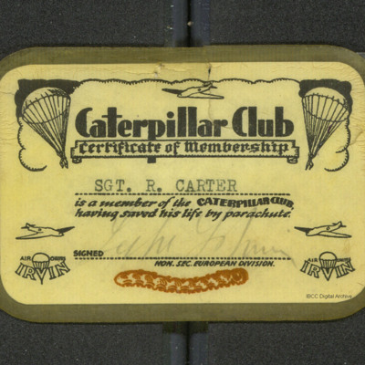 Ron Carter&#039;s Caterpillar Club Membership Card