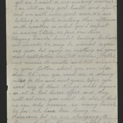 Letter from Les Pickford to his mother