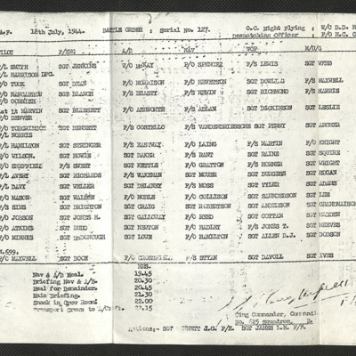 625 Squadron Battle Order 18 July 1944