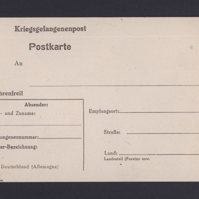 Unused Kreigsgfangenenpost Postcard