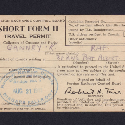 Keith Ganney&#039;s Travel Permit