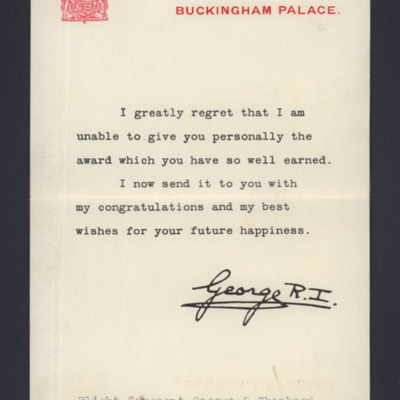 Letter from Buckingham Palace