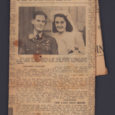 Newspaper cutting wedding announcement