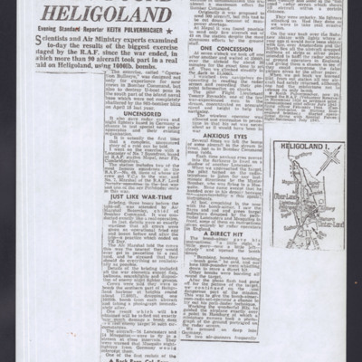 Newspaper cutting - RAF pound Heligoland