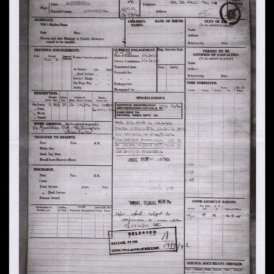M Stratton personnel file document