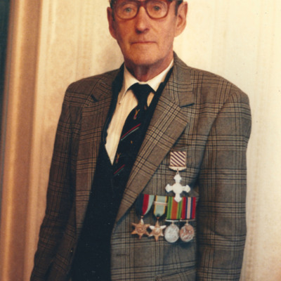 Thomas Kimberley wearing his medals