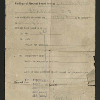 Don Sparkes&#039; Medical certificate