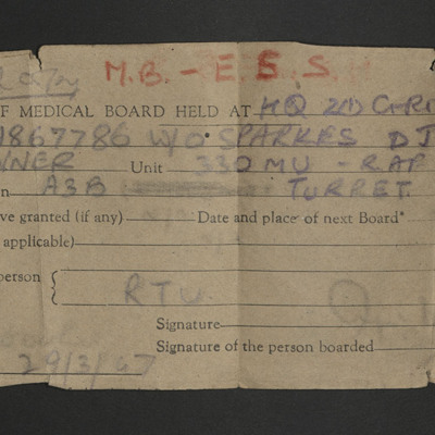 Don Sparkes&#039; medical certificate