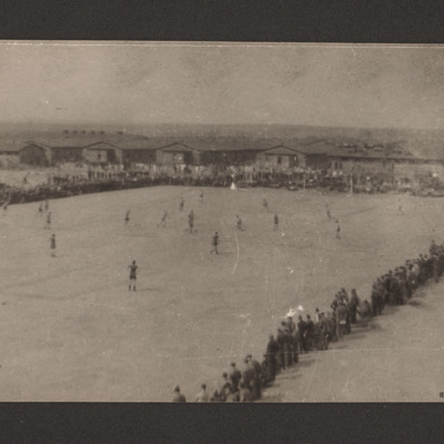 Football match in prisoner of war camp