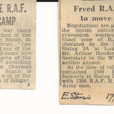 Newspaper cuttings about prisoner of war camps