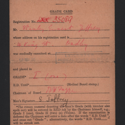 Stanley Jeffrey&#039;s grade book