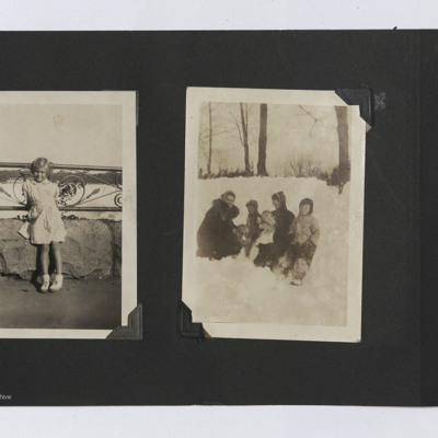 Girl at Niagara Falls and family in the snow