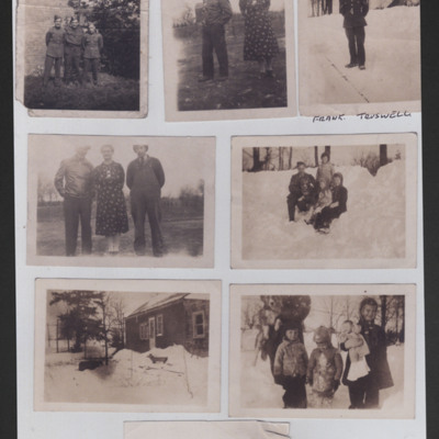 Montage of airmen, civilians, children in the snow and a landscape