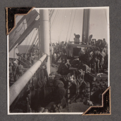 Crowded deck on ship