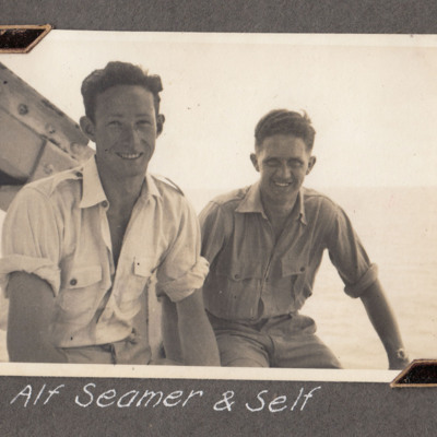 Two servicemen aboard ship